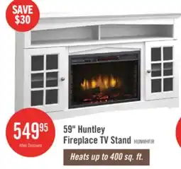 The Brick Huntley 59 Electric Fireplace TV Stand with Storage and Cable Management for TVs up to 65- White offer
