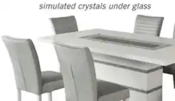 The Brick Garbo 7pc Dining Set with Table & 6 Chairs, Glass Insert, Pedestal Base, Glam, 78.75W - White offer