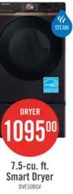 The Brick Samsung 7.5 Cu. Ft. Electric Dryer with Steam - Black Stainless Steel - Stackable - DVE50BG8300VAC offer