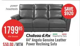 The Brick Chateau dAx Angelo 84.25 Genuine Leather Power Reclining Sofa with Power Headrests - Grey offer