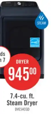 The Brick Samsung 7.4 Cu. Ft. Electric Dryer with Steam - Navy - DVE54CG7155DAC offer
