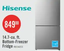 The Brick Hisense 27.7 14.7 Cu. Ft. Bottom-Mount Refrigerator - Titanium - RB15A2CSE offer