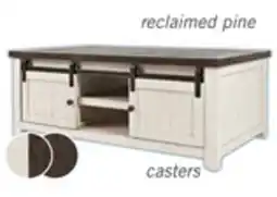 The Brick Madison 50 Rustic Coffee Table With Storage, Shelf and Casters - White Wood offer