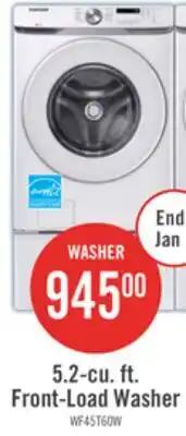 The Brick Samsung 5.2 Cu. Ft. Front-Load Washer - White - Stackable - WF45T6000AW/A5 offer