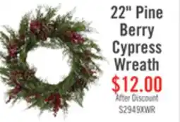 The Brick Kort & Co. 22 Pine Berry Cypress Wreath offer
