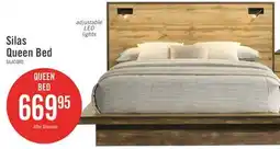 The Brick Silas Platform Bed with Headboard & Frame, LED, Rustic Brown - Queen Size offer