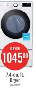 The Brick LG 7.4 Cu. Ft. Smart Electric Dryer - White - Stackable - DLE3600W offer