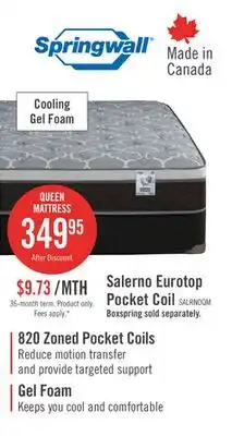 The Brick Springwall Salerno Eurotop Queen Mattress offer