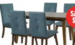 The Brick Chelsea 7pc Dining Set with Table & 6 Blue Chairs, 60W - Walnut Brown offer