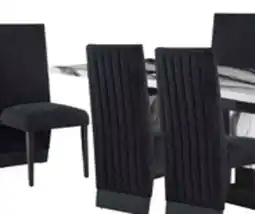 The Brick Vega 7pc Dining Set with Table & 6 Chairs, Marble Look, Pedestal Base, 82W - Black & White offer