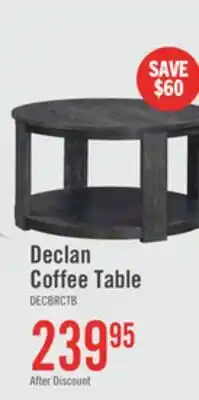 The Brick Declan 31.5 Modern Round Coffee Table with Shelf & Casters - Black offer