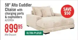 The Brick Alto 58 Ultra Plush Faux Fur Fabric Chaise Lounge with Dual Cupholders and USB Port - Taupe offer