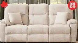 The Brick Made in Canada Dawson 87 Fabric Power Reclining Sofa with USB Port and Accent Pillows - Beige offer