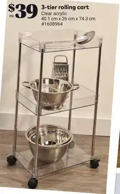 Giant Tiger 3-tier rolling cart offer