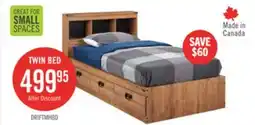 The Brick Driftwood Mates Bed with Bookcase Headboard Set for Kids, Brown - Twin Size offer