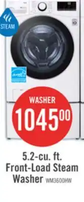 The Brick LG 5.2 Cu. Ft. Smart Front-Load High-Efficiency Steam Washer - White - Stackable - WM3600HWA offer
