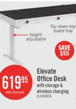 The Brick Elevate 60 Height-Adjustable Office Desk with Storage and Wireless Charging - White/Grey offer