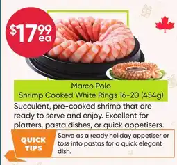 Healthy Planet Marco Polo Shrimp Cooked White Rings 16-20 (454g) offer