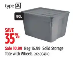 Canadian Tire type A Solid Storage Tote with Wheels offer
