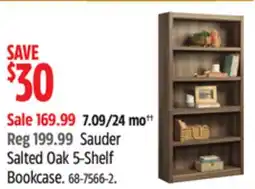 Canadian Tire Sauder Salted Oak 5-Shelf Bookcase offer