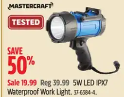 Canadian Tire Mastercraft 5W LED IPX7 Waterproof Work Light offer