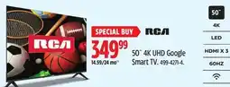 Canadian Tire RCA 50˝ 4K UHD Google Smart TV offer