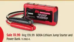 Canadian Tire Motomaster 600A Lithium Jump Starter and Power Bank offer