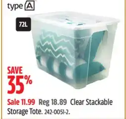 Canadian Tire Type A Clear Stackable Storage Tote offer