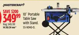 Canadian Tire Mastercraft 10˝ Portable Table Saw with Stand offer