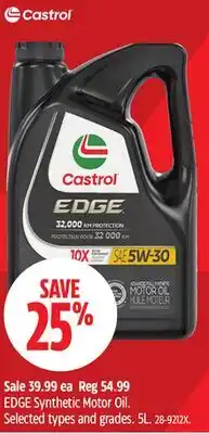 Canadian Tire Castrol EDGE Synthetic Motor Oil offer