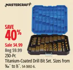 Canadian Tire Mastercraft 230-Pc Titanium-Coated Drill Bit Set offer