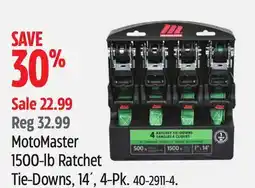 Canadian Tire MotoMaster 1500-lb Ratchet Tie-Downs, 14´, 4-Pk offer