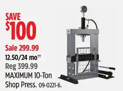 Canadian Tire MAXIMUM 10-Ton Shop Press offer