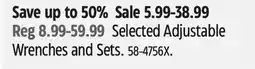 Canadian Tire Mastercraft Selected Adjustable Wrenches and Sets offer