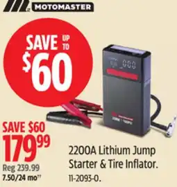 Canadian Tire MotoMaster 2200A Lithium Jump Starter & Tire Inflator offer