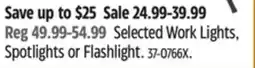 Canadian Tire Selected Work Lights, Spotlights or Flashlight offer