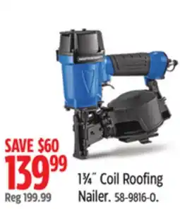 Canadian Tire Mastercraft 1 3⁄4˝ Coil Roofing Nailer offer