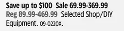 Canadian Tire Selected Shop/DIY Equipment offer