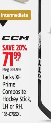 Canadian Tire CCM Tacks XF Prime Composite Hockey Stick, LH or RH offer