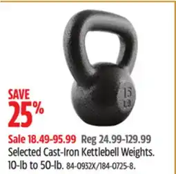 Canadian Tire Selected Cast-Iron Kettlebell Weights offer