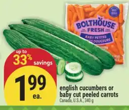 Marché Adonis English cucumbers or baby cut peeled carrots offer