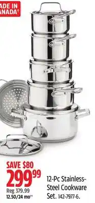 Canadian Tire Paderno 12-Pc Stainless-Steel Cookware Set offer