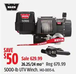 Canadian Tire Warn 5000-lb UTV Winch offer