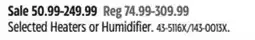 Canadian Tire NOMA Selected Heaters or Humidifier offer