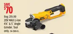 Canadian Tire DEWALT 20V MAX Li-Ion, 4½ & 5 Angle, Grinder offer