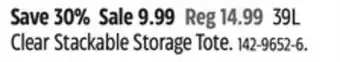 Canadian Tire Clear Stackable Storage Tote offer