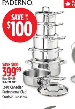 Canadian Tire Paderno 12-Pc Canadian Professional Clad Cookset offer