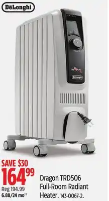 Canadian Tire DeLonghi Dragon TRD506 Full-Room Radiant Heater offer