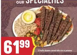 Marché Adonis 12 kafta skewers served with rice or potatoes offer