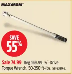 Canadian Tire Maximum 1⁄2˝-Drive Torque Wrench offer
